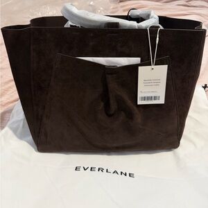 Everlane Studio Market Tote Italian Suede Sycamore Dark Brown NWT